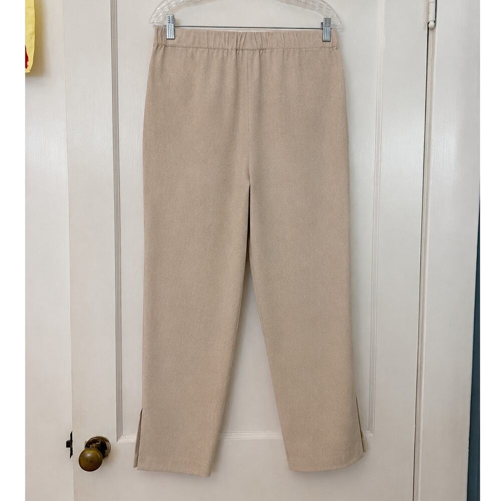 J.Jill Linen Stretch Pull-On Ankle Pants Button Hem Tan Beige Size Medium NWT - Picture 4 of 6